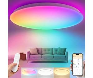 Yeelight Plafonnier LED Intelligent, 50cm 4500LM RGBCW Luminaire Plafonnier, Dimmable 2700K-6500K avec RGB Séparé, Installation Rapide, 16M Couleurs Compatible Alexa & Google, Application/Télécommande