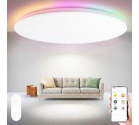 Yeelight Plafonnier LED Salon Connecté avec Rétroéclairage RGBCW, 60cm 50W Luminaire Plafonnier Dimmable Montage Rapide, 4500LM, 16M Couleurs, 2700K-6500K, Alexa/Google, Grande Lampe Plafond Smart