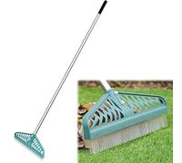 YEELOR Râteau à gazon artificiel avec poignée en acier réglable de 81,3 à 155,3 cm, râteau à gazon artificiel durable, brosse à gazon pour nettoyer les poils d'animaux, les grandes feuilles mortes et