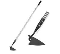 YEELOR Warren - Binette de jardin triangulaire en acier au carbone avec long manche réglable en acier inoxydable de 144,8 cm - Outil à main de jardinage robuste pour faîtage, désherbage, bêchage