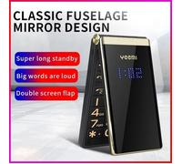 Yeemi M2-C 2G Réseau Flip Phone 2,8 pouces Double écran Grande Lettre MP3 Bluetooth Caméra Arrière 1800mAh Feature Phone Rouge