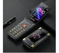 Yeemi M7+ 4G Téléphone IP 2,8 pouces Lampe de poche Radio FM Bluetooth Double SIM Flip Phone Noir