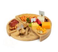 YEENAIV Plateau a Fromage Plateau Bois, Boite a Fromage Plateaux Apero Planche Fromages Rond Pour l’Apéritif Couverts, Plateaux à Fromage en Tournant Rotatif Pivotant Cadeau Crémaillère Idée Cadeau