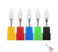 Yeenano Céramique forets à ongles Set,5 Forets à Ongles en Céramique, Professionnel Supprimer Gel Acrylique Cuticule Carbure de Diamant Foret À Ongles Outils pour Manucure Pédicure Accueil Utiliser