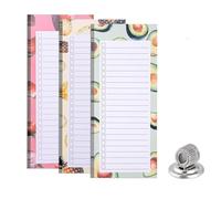 Yeenano Lot de 3 blocs-notes magnétiques pour liste de courses, bloc-notes magnétiques pour réfrigérateur avec 1 clip magnétique pour stylo, 150 feuilles détachables, liste d'épicerie, bloc-notes