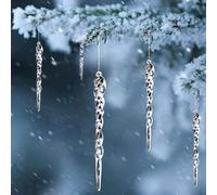 Yeenano Noël Glaçon Ornement Suspendu,24 Pieces Clair Acrylique Pendentifs Stalactites Sapin de Noël Décorations Glaçon avec Crystal Line pour Arbre de Noëls Mariage Vacances Hiver Décoration