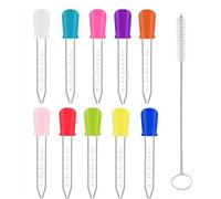 Yeenano Pipette Plastique,10 Pcs avec 1 Brosse,Pipette Alimentaire Réutilisable Droppers for Liquids,Pipettes À Parfum,pour Bricolage,Plantes,Animaux Domestiques,Bonbons,Laboratoires Scientifiques