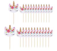 Yeenano Topper de Gâteau,24 Pièces Licorne Cupcake Toppers,Deco Gateau Anniversaire Fille Unicorn,Décorations Gâteau d'anniversaire pour Les Enfants Anniversaire Bébé Douche Fête de d'anniversaire