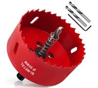 Yeepeo Scie Cloche 80mm, HSS M42 Bi-Métal Scies-cloches Bois, Scie à Trous Avec Adaptateur et Foret de Centrage idéale pour Bois, Plaque de Plâtre, Cloison Sèche, Plastique, 1 pièce Rouge