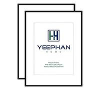 YEEPHAN Lot de 2 grands cadres photo A2 avec façade en Plastic glass, cadre A2 avec support pour cadre A3, 59,4 x 42 cm, cadre photo en aluminium noir pour montage mural