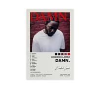 Yeepi Kendrick Lamar Poster de couverture de l'album DAMN - Impression sur toile - Décoration pour chambre à coucher, bureau, bureau, cadeau - Sans cadre - 30 x 45 cm
