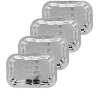 yeeplant 4 pièces plateaux de service en acier inoxydable argentés, plateau gravé de fleurs, finition polie miroir, plateau empilable pour cantine, restaurant, buffet, bord relevé, 35 x 24,5 cm
