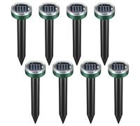 yeeplant 8 répulsifs solaires contre les taupes, ondes ultrasoniques, panneau solaire efficace, design rond compact, matériau ABS PP, fréquence 400-1000 Hz, idéal pour une utilisation en extérieur