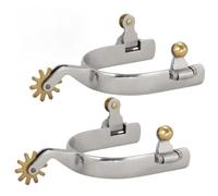 yeeplant Accessoires d'équitation, paire d'éperons en acier avec Rowel en cuivre, éperons Western Cowboy, éperons de bottes de cheval, éperons à corde pour homme