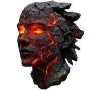 yeeplant Applique Murale Visage en Résine, 15 x 12 x 19 cm avec LED Lave Incandescente, Art Mural Gothique 3D Unique, Lampe Décorative pour Salon, Chambre, Bureau