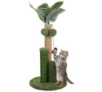 yeeplant Arbre à chat d'intérieur en forme de cactus - Poteau en sisal en peluche avec feuilles artificielles - 48,3 cm - Avec jouets suspendus pour chats et chatons