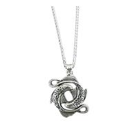 yeeplant Doppel-Fisch-Halskette, durchbrochener Anhänger im Yin-Yang-Tai-Chi-Stil, Retro-Silber-Kupfer-Finish, Drachenknochen-Kette, 60 cm Halskette, 45 x 35 mm Anhänger, 11 g