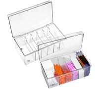 yeeplant Étui de rangement pour extensions de cils, deux supports en acrylique transparent, six sections, essentiel pour un salon de coiffure