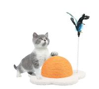 yeeplant Griffoir pour chat en forme d'œuf poché, balle anti-usure avec plumes interactives pour chats d'intérieur