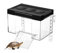 yeeplant Habitat surélevé transparent pour tortue avec rampe et couvercle, hauteur réglable, pièce chaude et ensoleillée pour tortue, comprend un trou réservé pour lampe hexagonale