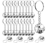 yeeplant Lot de 100 mini porte-clés en forme de boule disco de 2 cm - Effet miroir - Cadeau parfait pour la construction en métal et verre - Longue durée de vie