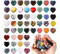 yeeplant Lot de 120 pierres naturelles en forme de cœur - 2 cm - Différentes pierres précieuses - Pour yoga, méditation, voyage, bricolage, alignement des chakras, mariage ou décoration d'intérieur