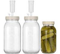 yeeplant Lot de 2 bocaux de fermentation en verre avec suivi de la date, valve d'air unidirectionnelle, design carré peu encombrant, 23 x 12 x 12 cm pour kimchi, choucroute