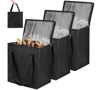 yeeplant Lot de 3 sacs de rangement pour granulés de bois, récipient à granulés de carburant pour fumoir, noir, 33 x 20,3 x 35,6 cm pour le camping et l'extérieur