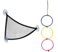 yeeplant Lot de 4 Jouets d’enrichissement pour Serpent, Accessoires d’Escalade avec ventouses, balançoire à 3 Anneaux de 24,4 in et hamac en Maille 16,5 x 16,5 x 23,6 in, déco de Terrarium