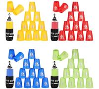 yeeplant Lot de 48 gobelets empilables en plastique robuste, motif cheval, jeu de compétition, jeu familial classique pour tous les âges, rouge, bleu, vert, jaune