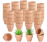 yeeplant Lot de 50 mini pots en terre cuite pour plantes grasses, 1,2 cactus avec trous de drainage, petits pots en argile pour plantes d'intérieur/extérieur, loisirs créatifs