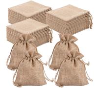 yeeplant Lot de 50 mini sacs en toile de jute naturelle avec cordon de serrage pour dragées, mariages, travaux manuels, dimensions 9 cm x 12 cm, réutilisables, options polyvalentes