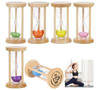 yeeplant Lot de 6 sabliers en bois pour 30 secondes, 1/2/3/5/10 minutes, sable coloré, minuteurs décoratifs en verre pour la maison ou le bureau