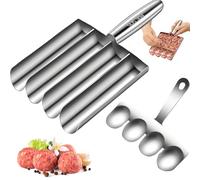yeeplant Machine à boulettes de viande en acier inoxydable de 24 cm avec racloir, outil de cuisine 4 en 1 pour boules de poisson, boules de riz, pâte de crevettes, etc