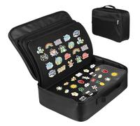 yeeplant Porte-vues en tissu Oxford noir, sac de rangement en feutre à 12 couches pour épingles et médailles émaillées, 37,8 x 26,4 x 10,9 cm