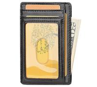 yeeplant Portefeuille fin en cuir de couleur unie - Portefeuille fin, simple, portable et décontracté avec porte-cartes et pince à billets, noir 1