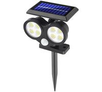 yeeplant Spot solaire 2 en 1, lampe d'extérieur LED, lampe frontale double avec 48 LED, détecteur de mouvement, panneau solaire de 13 cm, support mural, éclairage paysager noir pour cour, jardin
