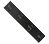 yeeplant Vertikaler Wand-Schlüsselhalter, schwarz, mit 4 Metallhaken, Holz-Garderobe für den Eingangsbereich, dekorative, platzsparende Aufbewahrung für Eingang, Flur oder Küche, 40 x 7,5 cm