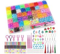 YeeQo 4100+ Elastique Bracelet Colorés, Bracelet Elastique Enfant Kit | 54 Grilles Coffret DIY production, comprenant un métier à tisser, des pendentifs, des perles, jouets créatifs et cadeaux