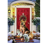 Yeerum DIY 5D Christmas Diamond Painting Chien De Noël Complet Accessoires, Animal Broderie Peinture Diamant Painting Kit Complet Point De Croix Cristal Strass Décoration De La Maison 30x40 cm