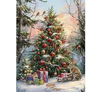 Yeerum DIY 5D Diamond Painting Sapin De Noël Complet Accessoires, Noël Broderie Peinture Diamant Painting Kit Complet Point De Croix Cristal Strass Artisanat Décoration Murale De La Maison 30x40 cm