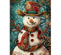 Yeerum DIY Diamond Painting Bonhomme De Neige Complet Accessoires, Noël Broderie Peinture Diamant Painting Kit Complet Point De Croix Cristal Strass Artisanat Décoration Murale De La Maison 30x40 cm