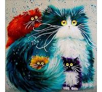 YEESAM ART Kit de Peinture avec Diamant en 5D - 4 Chats Persans - Peinture avec Strass en Forme de Diamants Taillés Bricolage À Coller par Numéro Broderie au Point de Croix