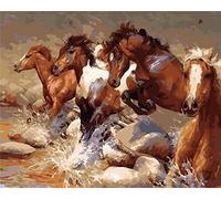 YEESAM ART Nouvelles Peinture au Numero pour Adulte Enfants - Trois Chevaux Animals Horses 40x50 cm - DIY Painting by Numbers numéro Cadeaux de noël