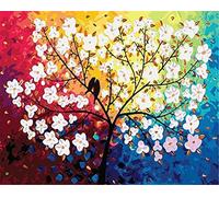 YEESAM ART Peinture Numero Arbre de vie Arbre d'amour, Bricolage Peinture par Numero 40x50 cm Acrylique Decoration Murale (Arbre, avec cadre)
