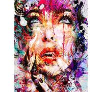 YEESAM ART Peinture Numero sans Cadre Visage de Femme Abstraite, Bricolage Peinture par Numero 40x50cm Numéro d’Art Acrylique Decorative Murale