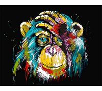 YEESAM ART Peinture Numero Singe coloré, Bricolage Peinture par Numero 40x50 cm Acrylique Decoration Murale