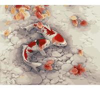 YEESAM Art Peinture par Numero, Poisson Rouge Étang Peinture Numero 40x50 cm Bricolage Acrylique Paint by Numbers