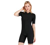 YEESAM Maillot de bain une pièce pour femmes et filles à manches courtes rashguard modeste, Noir, XL