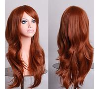 YEESHEDO 28" 70 cm Auburn Cosplay Bouclé Perruque Femme, Brun Rouge Longue Ondulée Synthétique Cheveux Cosplay Wig Anime Parti Halloween Perruques